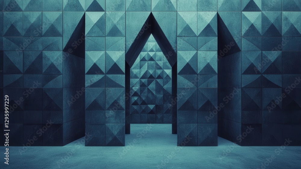 Aufkleber abstract geometric interior with triangular patterns and arches
