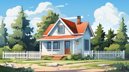Country house dacha small cottage on street one vector image