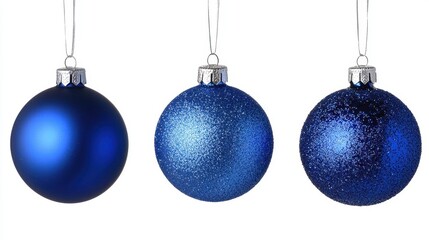 Blue Christmas Ornaments in Various Textures for Holiday Decor