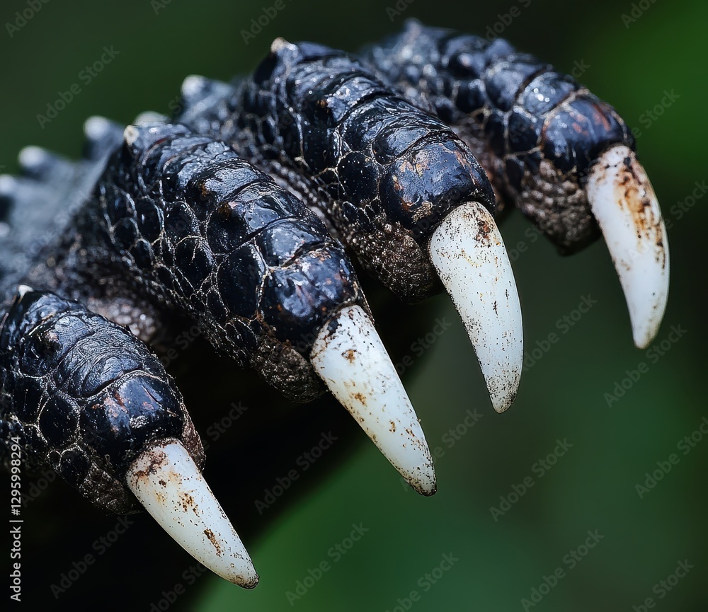 Poster close-up view of fierce animal claws showing sharp nails and distinct textures in natural habitat en