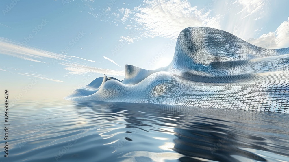 Aufkleber a futuristic water effect visual created with computer graphics.