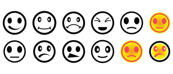 emoji icon set. abstract emoji on white background.