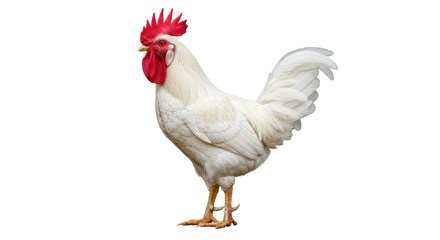 Isolated White Rooster Standing