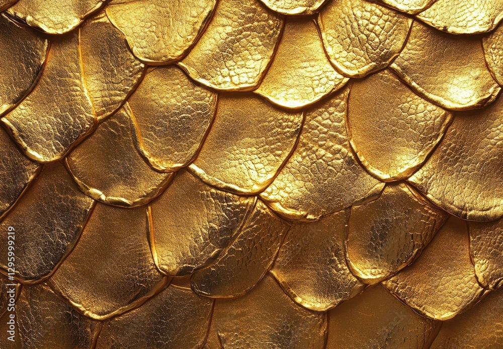 Poster close-up view of golden decorative scale texture with shiny finish ideal for artistic backgrounds an