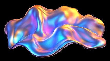 Obraz premium Abstract iridescent liquid shape on black background