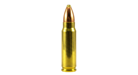 Isolated Close-up of Brass Rifle Bullet