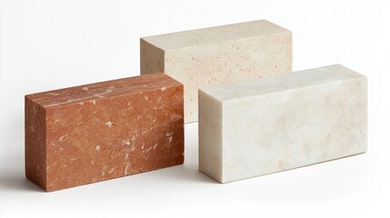 Three Distinct Marble Blocks in Neutral Tones for Interior Design