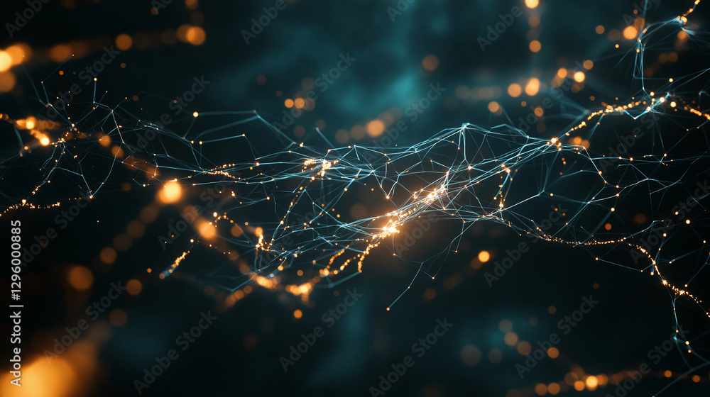 Poster dynamic neural connections fire bright electrical pulses in the brain, showing the intricate web of 
