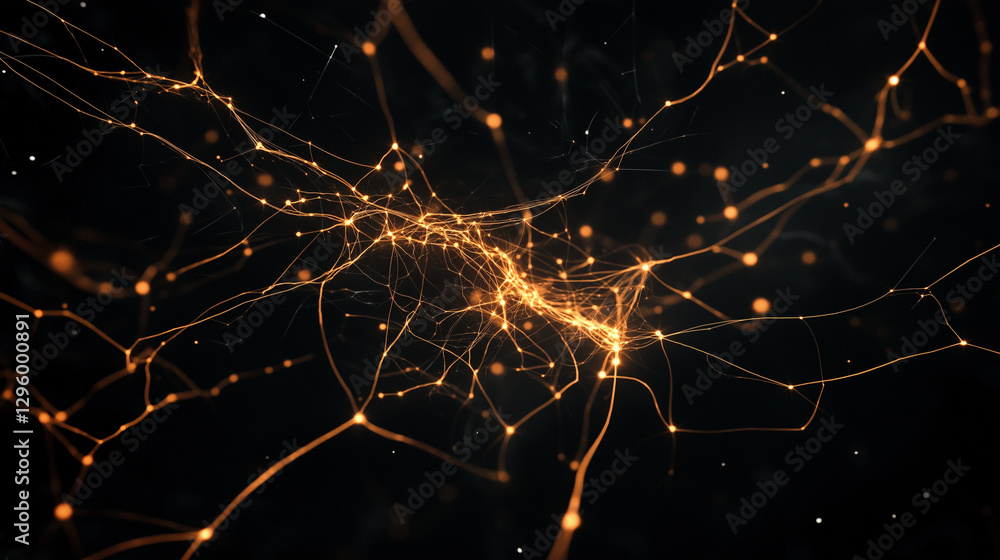 Poster dynamic neural connections fire bright electrical pulses in the brain, showing the intricate web of 