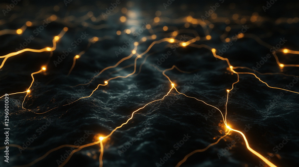 Aufkleber glowing brain cells with illuminated neural pathways, sending electrical signals to represent though