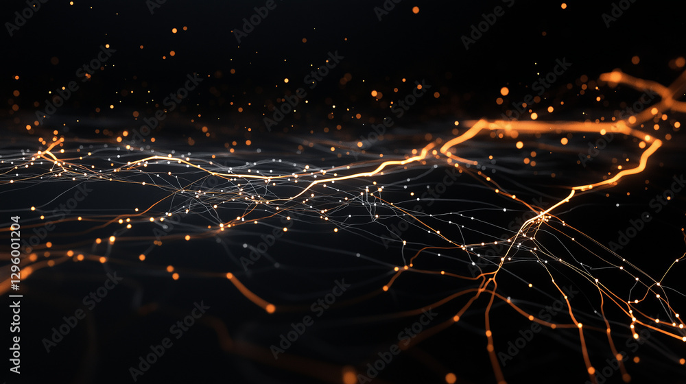 Aufkleber electric impulses illuminate interconnected neurons, showing the brainâs complex neural activity, 