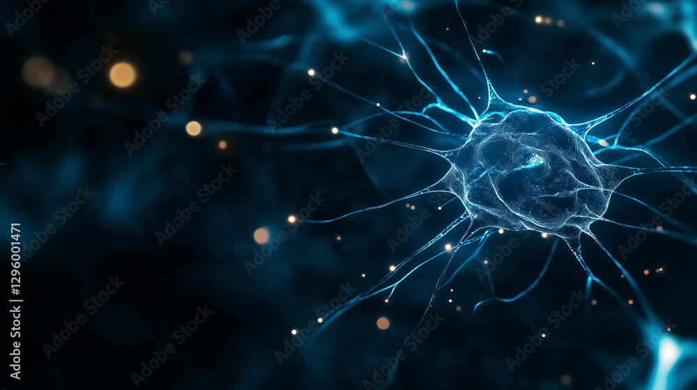 Poster bright, pulsating neurons fire signals across the brainâs intricate network, representing human in