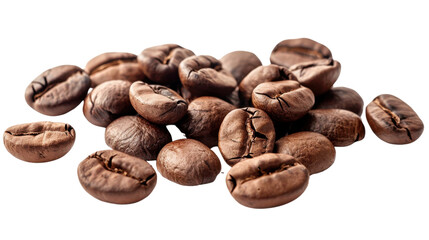 Naklejka premium Roasted coffee beans piling up on transparent background