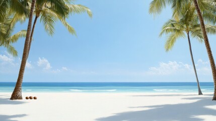 Obraz premium Relaxing day at a tropical beach white sand shoreline nature landscape calm ocean serene viewpoint tranquility concept
