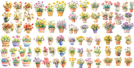Naklejka premium flower pot watercolor clipart
