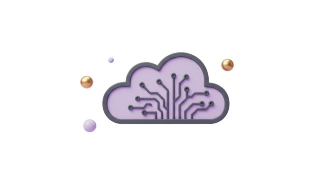Isolated Cloud with Circuit Board Pattern - Cloud Computing Concept