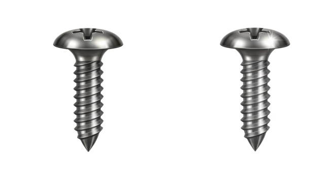 Isolated Pair of Silver Phillips Head Screws
