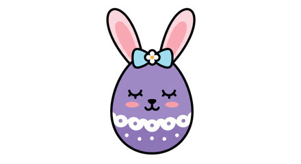 Isolated Easter Egg with Bunny Ears and Face