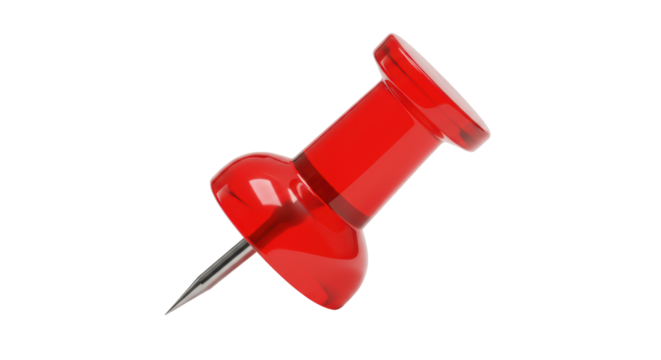 Isolated Transparent Red Thumbtack
