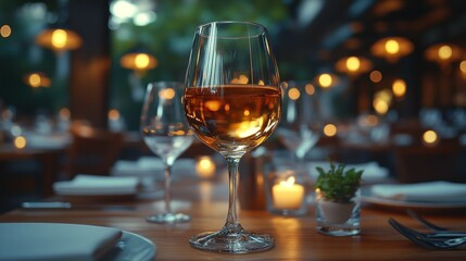 Wine glass outdoor restaurant ambiance