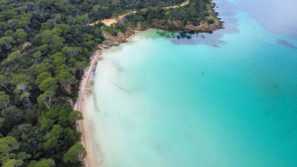 Magnificent coast of the island of Porquerolles in the south of France 