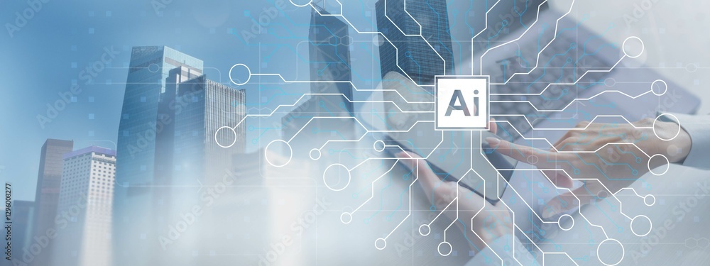 Poster artificial intelligence connectivity and business applications.