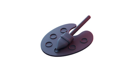 Isolated Artist's Palette with Brush, 3D Render