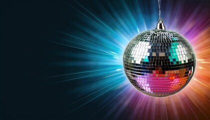 Fototapeta premium Shiny disco balls with colorful reflections party decoration 