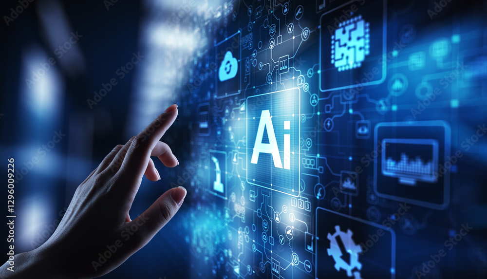 Poster ai artificial intelligence, machine learning, big data analysis and automation technology in busines