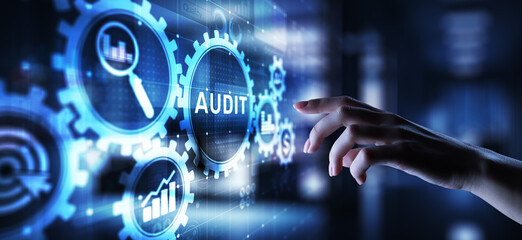Audit - official financial examination for business as concept on virtual screen.