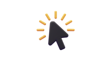 Isolated 3D Render of a Computer Cursor Icon with Glowing Trail