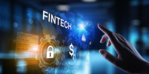 Fintech Financial technology Cryptocurrency investment and digital money. Business concept on virtual screen.