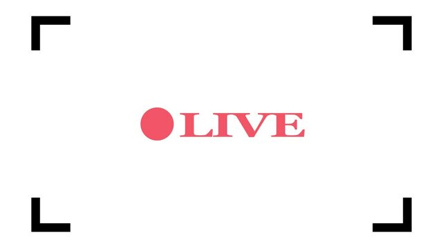 Red live stream button. Sign animation with live blinking. Live button symbol for broadcasting, streaming. Stream online with TV shows and perfect for social.