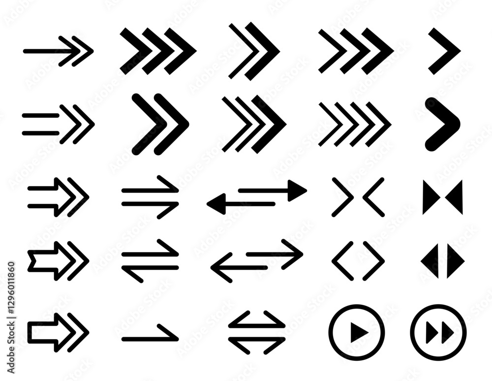 Fototapete set arrow icons. collection different arrows sign. set different cursor arrow direction symbols in f