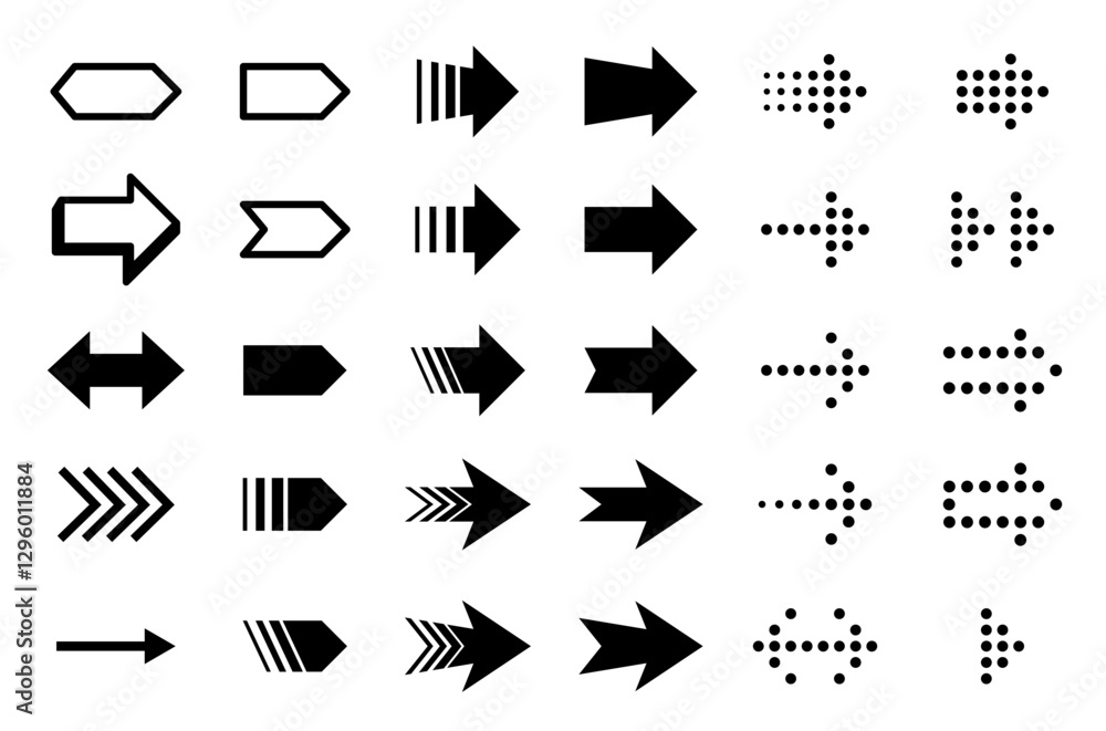 Poster black arrows icons big set. simple arrow set. collection different cursors sign. swipe icons set. ar