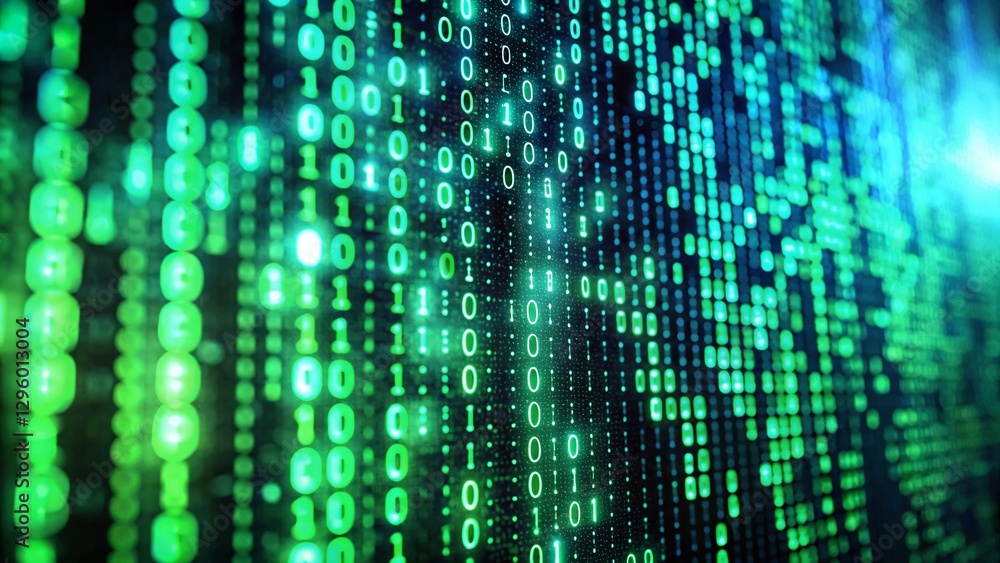 Poster 4k vertical video animation: hacker code streaming down computer screen terminal - stock footage