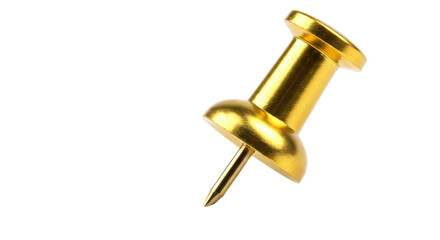 Isolated Gleaming Gold Thumbtack Stationary Item