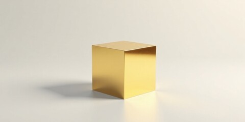 A Single Golden Cube on a Plain White Background, Ideal for Product Displays and Minimalist Designs