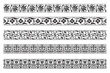 Naklejka premium Set of decorative seamless ornamental border - Vector modular