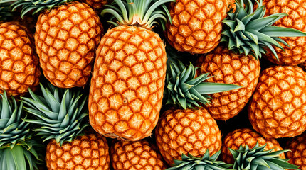 Fototapeta premium Top view angle background of pineapple fruits.