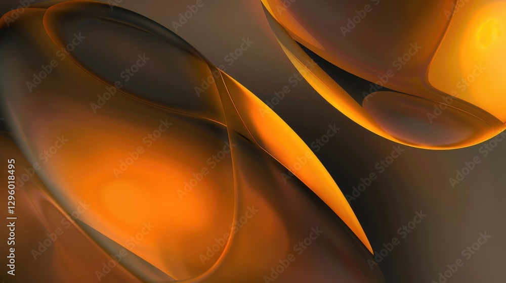 Poster abstract orange and black geometric shape flowing curves. background image of black and orange wave 
