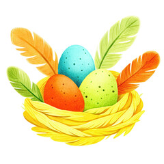 Spring Easter Yellow Collection Watercolor Illustration 