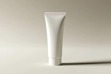 White tube mockup on beige background.