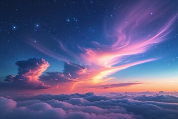 Fototapeta premium Luminous Sky Template with Whitespace and Atmospheric Colors