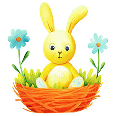 Spring Easter Yellow Collection Watercolor Illustration 