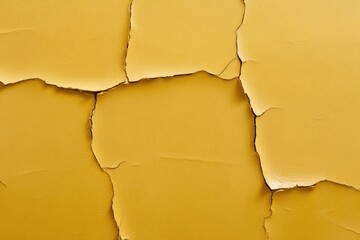 Textured yellow wall showcases peeling layers, revealing rich de