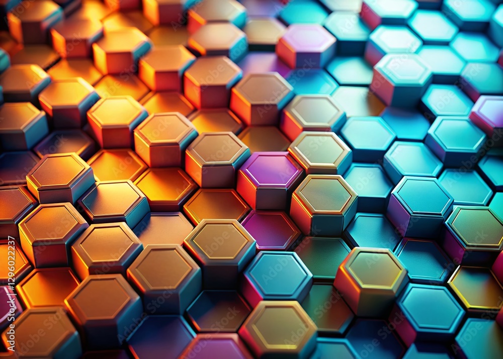 Wall mural abstract 3d hexagon pattern aerial view - geometric shapes background