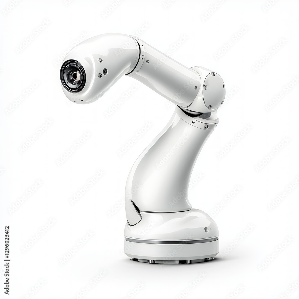 Aufkleber futuristic robot standing confidently on a minimalist white surface against a bright, clean backgrou