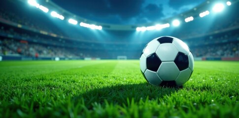 Soccer ball fields with blue background, soccer field, football field, pitch