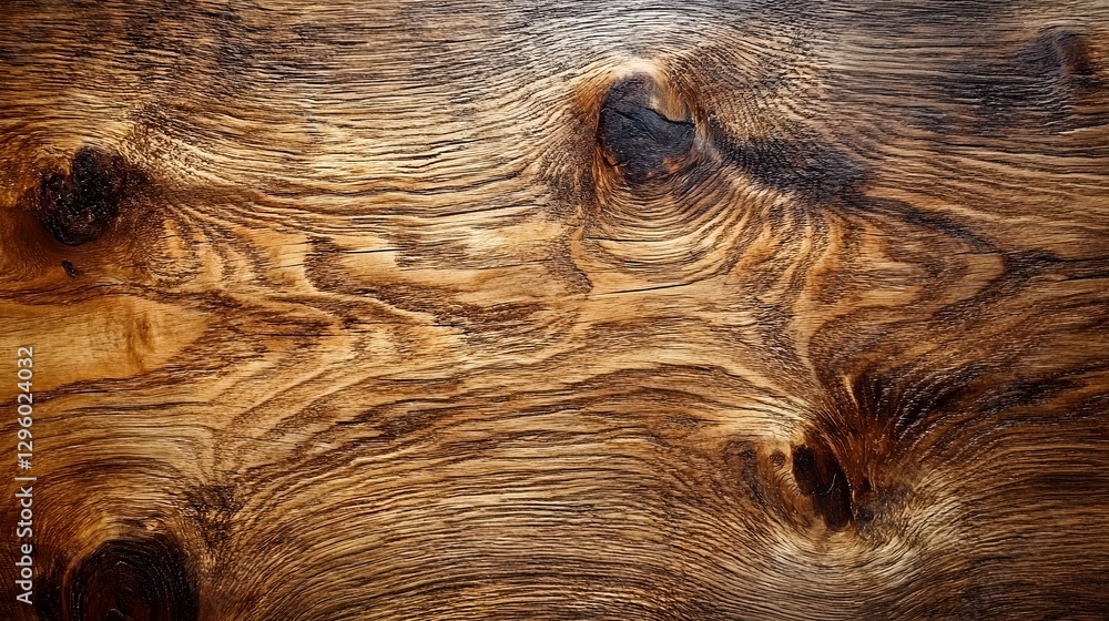 Poster close-up of dark brown wood texture showcasing intricate grain patterns and knots. dark wood texture